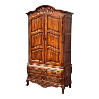 Thomasville French Country Bombe Carved Armoire For Sale