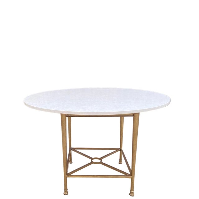Contemporary Jerome Outside Dining Table in Reed Brass Finish by Michael Taylor For Sale - Image 3 of 3