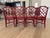 John-Richard 39" X 39" X 30"h Eur-03-0108 Leather Top Walnut Game Table (Mah Jongg) and 4 Red Palecek Bamboo Chippendale Style Dining Chairs For Sale - Image 9 of 10