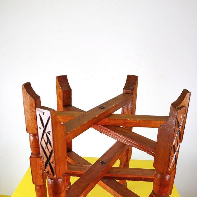 Moroccan Wooden Folding Table Base For Sale - Image 4 of 7