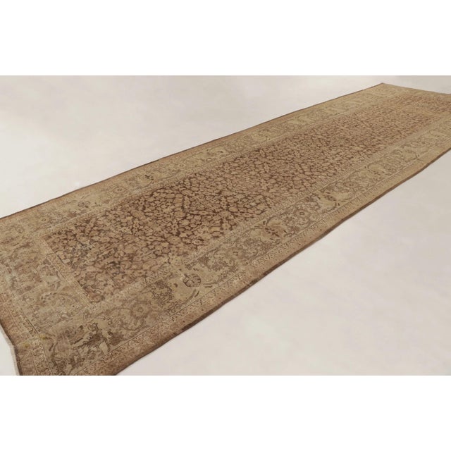 1920s Antique Persian Mahal Runner With Intricate Floral Vinery in Brown - Rug & Kilim For Sale - Image 5 of 10
