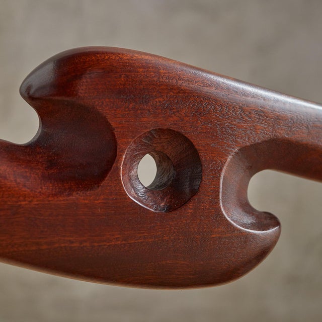 Sculptural Walnut + Glass Top Console Table Attributed to Paul László, 1950s For Sale - Image 11 of 11