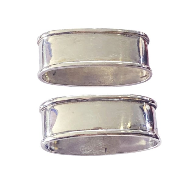 Rustic European Antique Silver Napkins Rings Holders - A Pair For Sale - Image 3 of 4