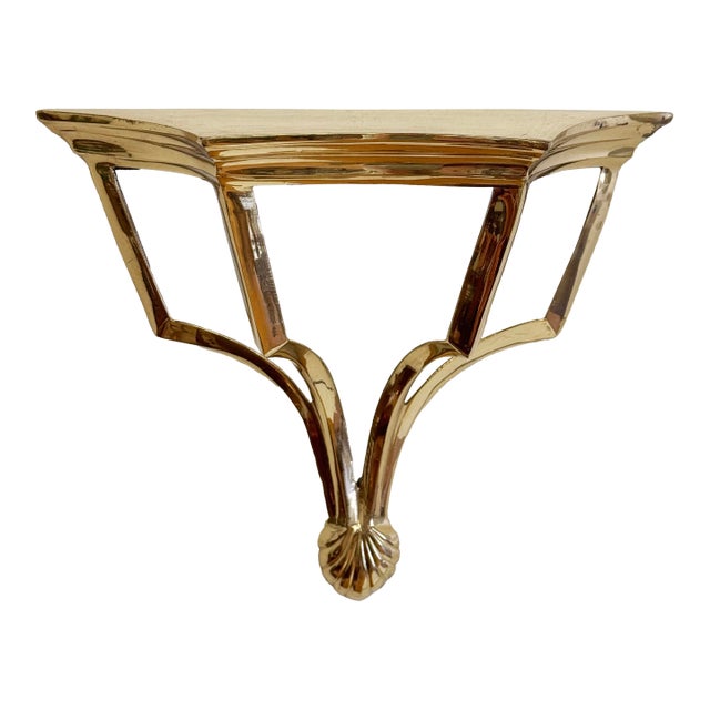 Vintage Brass Wall Shelf For Sale