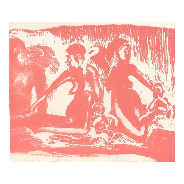 1971 Adrienne Anderson Pink Female Nude Lithograph For Sale
