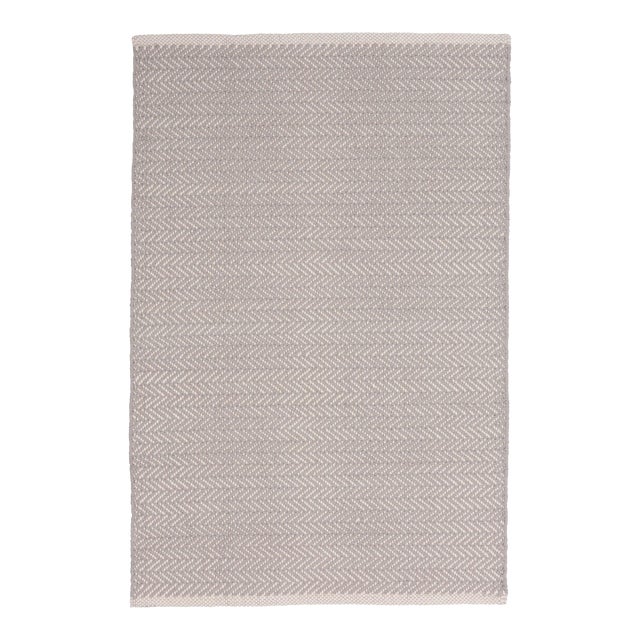 Dash & Albert by Annie Selke Herringbone Dove Grey Woven Cotton Rug, 9' 6" x 13' 6" For Sale