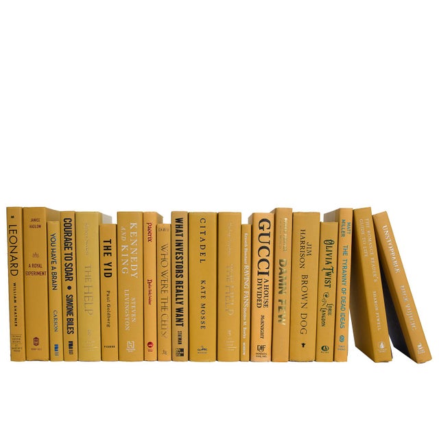 Transitional Decorative Books - Saffron Books - Yellow Books By The Foot For Sale - Image 3 of 3