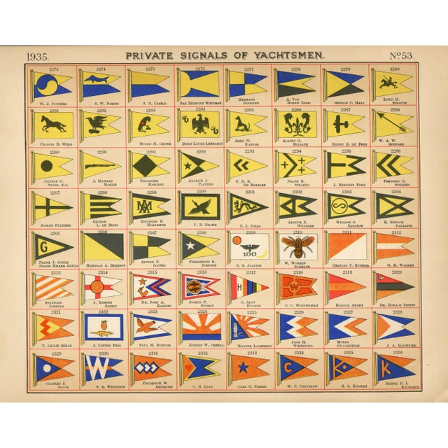Nautical Original Lloyd's Register of Yachts "Private Signals of Yachtsmen" Reference Pages – Set of 4 – Year 1935 Group A For Sale - Image 3 of 5