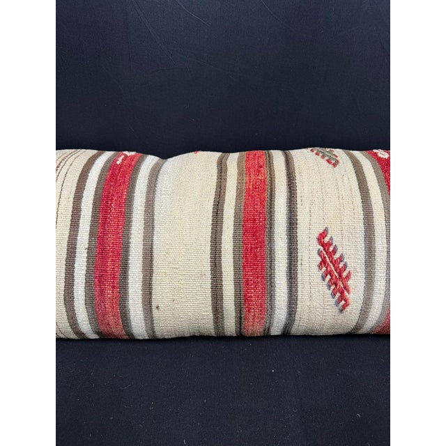 Contemporary Turkish Hemp Pillow Cushion Natural Beige Red Cushion Cover 14x40 For Sale - Image 3 of 4
