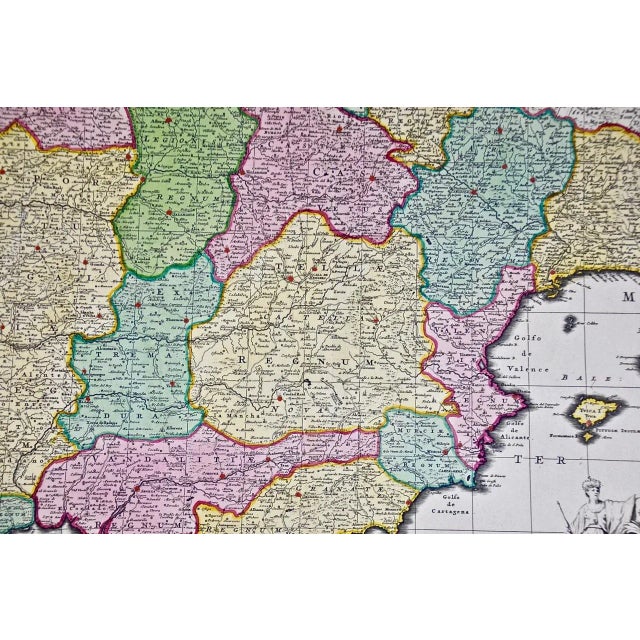 Spain and Portugal: A Hand-Colored 17th/18th Century Map by Visscher, 1725 For Sale - Image 9 of 12