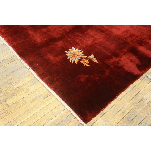 1920s Red Minimalist Antique Chinese Art Deco Rug 9' X 11'4" Handknotted Wool Carpet For Sale In New York - Image 6 of 7