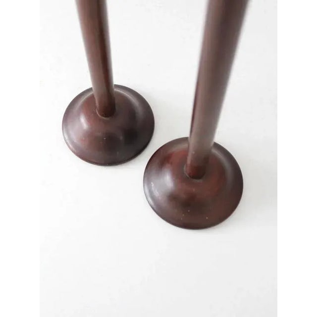 Vintage Wooden Candleholders For Sale - Image 4 of 7