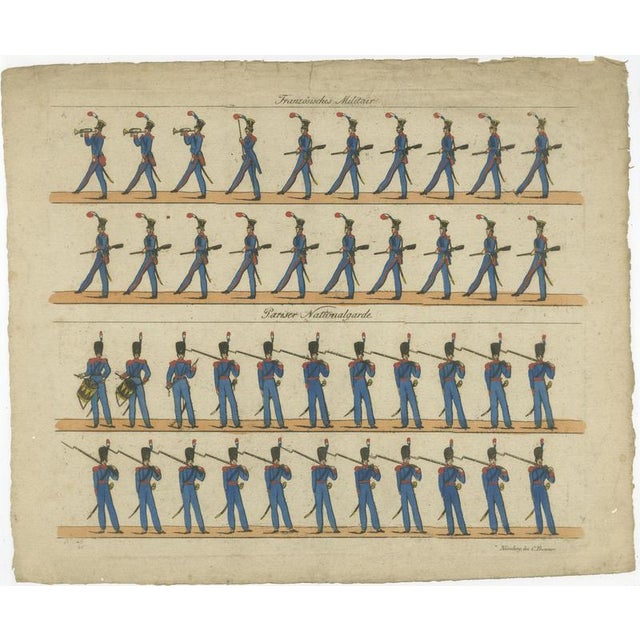 Paper French Infantry Drill Line Soldiers and National Guard, 1800, Paper For Sale - Image 7 of 9