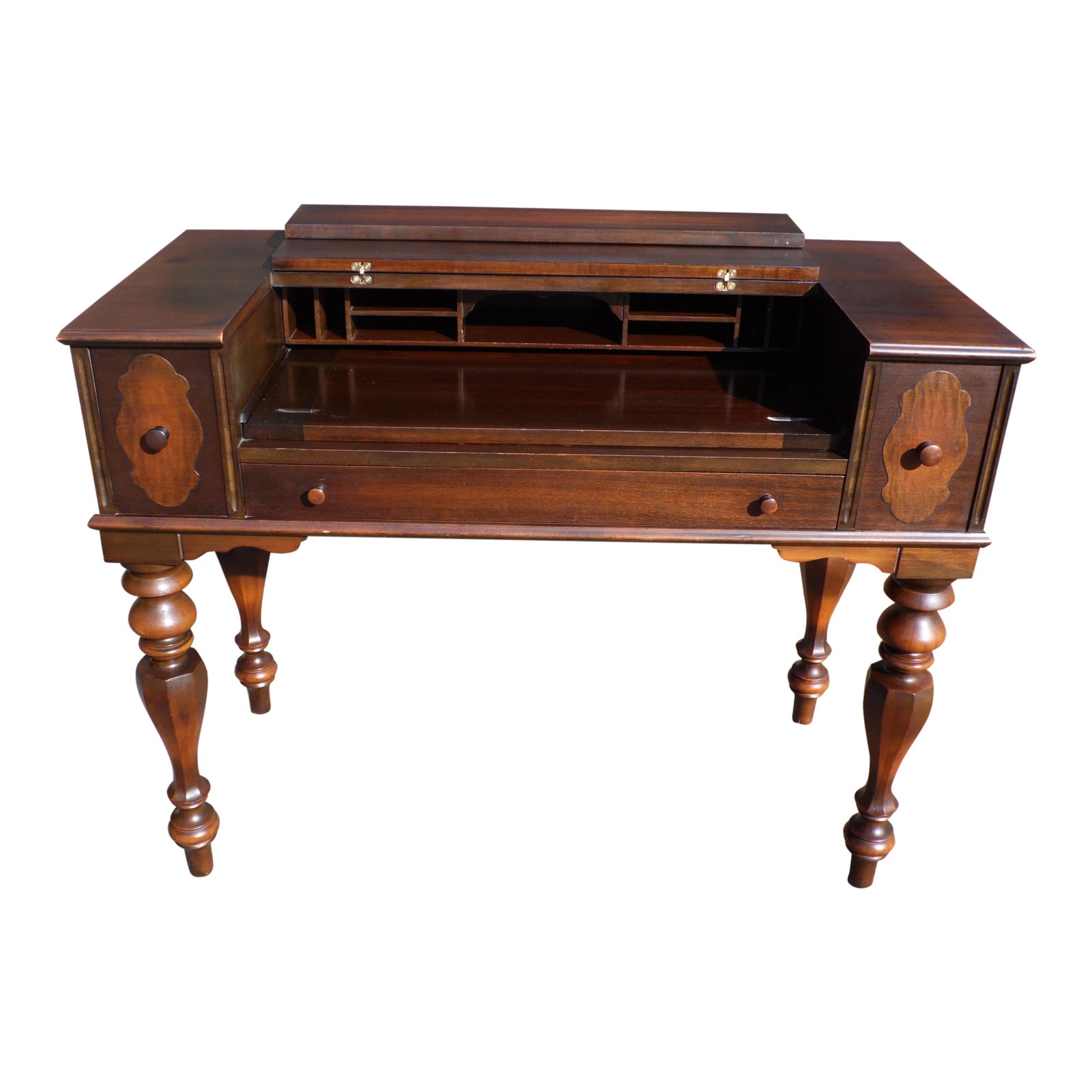 Antique Walnut Empire Flip Top Writing Spinet Desk Sofa Table Chairish