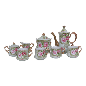 Letson China Heritage Rose Floral Painted 11 Piece Tea Set 4409b