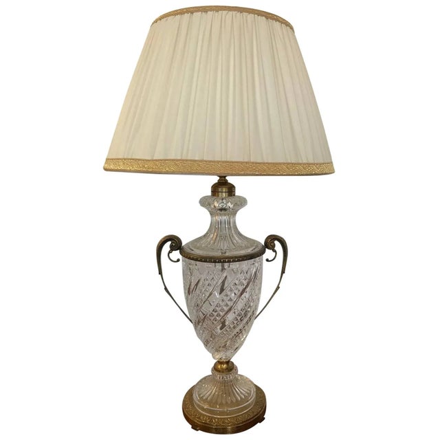 Bronze Regal Austrian Crystal Table Lamp With Bronze Decoration For Sale - Image 8 of 8