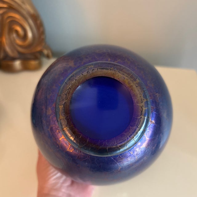 1900 - 1909 1900s Loetz Indigo Cobalt Bohemian Art Glass For Sale - Image 5 of 6