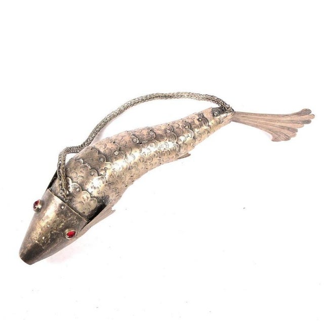 Antique Pewter Fish Pendant Container, 1890s For Sale - Image 3 of 4