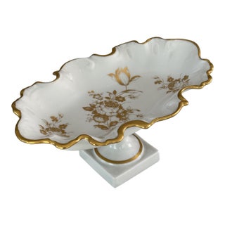 Made in France Limoges Gold Gilt Large Compote or Soap Dish For Sale