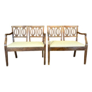 18th Century Italian Carved Wood and Newly Upholstered Loveseats-a Pair For Sale