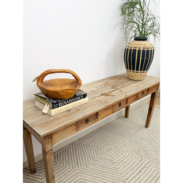 Nadeau Indonesian Solid Wood Antiqued Console Sofa/Entryway Rustic Primitive For Sale In Tampa - Image 6 of 11