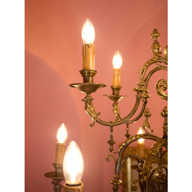 Large Dutch 12-Arm Chandelier, 1890s For Sale - Image 10 of 11
