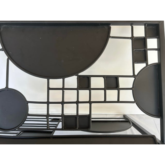 Black Vintage Frank Lloyd Wright "Licensed" Black Metal Graphic Magazine Rack For Sale - Image 8 of 12