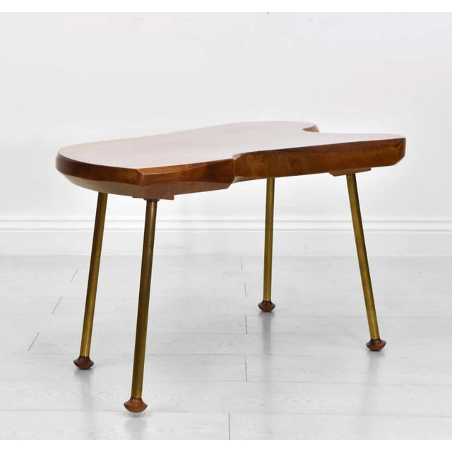 Mid-Century Walnut & Brass Coffee Table in the Style of Carl Auböck, 1950s For Sale - Image 10 of 11