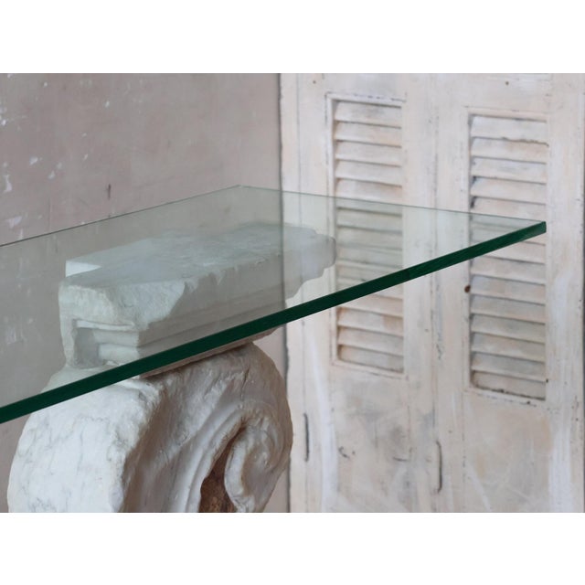 Antique Baroque Marble Console Table with Glass Top For Sale - Image 4 of 16