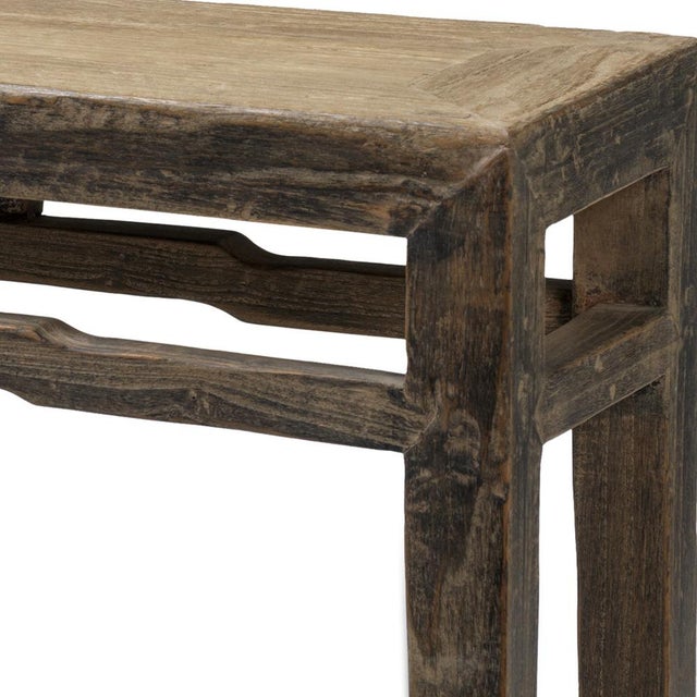 Chinese Elm Bench with Scroll Feet, 1890s For Sale - Image 5 of 6