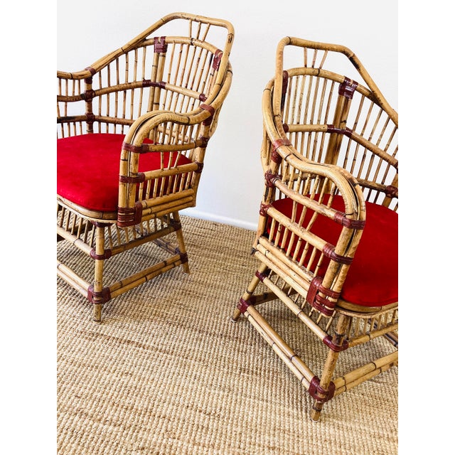 Vintage 1960s Pair of Natural Rattan Chairs / Chinese Chippendale / Boho Style For Sale - Image 11 of 13