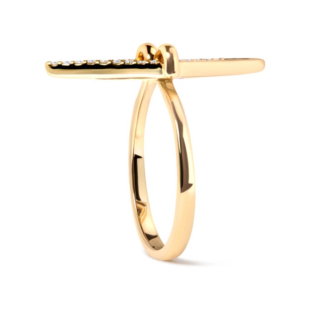 Contemporary 14K Yellow Gold 1/5 Cttw Diamond Double Triangle Ring - Size 7 For Sale - Image 3 of 6