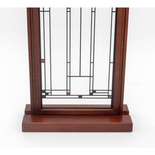 Frank Lloyd Wright After Frank Lloyd Wright Standing Modern Art Glass Panel For Sale - Image 4 of 9