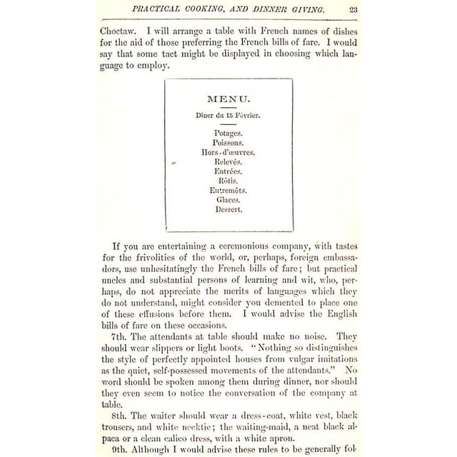 "Practical Cooking and Dinner Giving" 1885 Henderson, Mrs. Mary F. For Sale In New York - Image 6 of 8