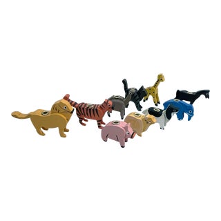 1990s Restoration Hardware Children's Animal Birthday Cake Candleholders - Set of 10 For Sale