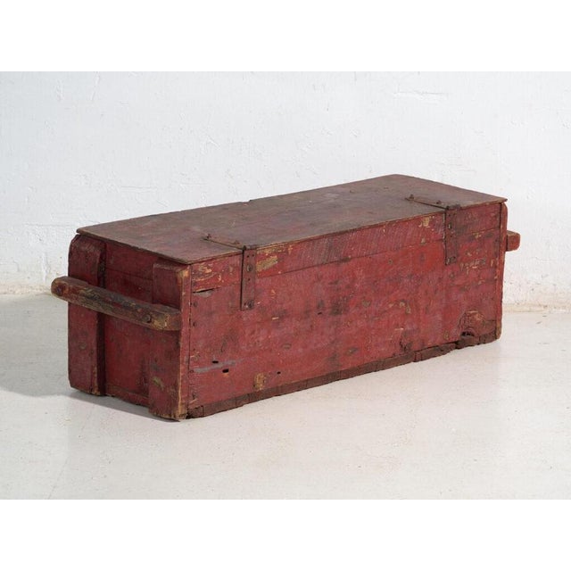 Antique Rustic Red-Painted Trunk, Central Europe, 1880 For Sale - Image 10 of 11