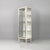 Italian mid-century white metal and glass old pharmacy display cabinet, 1950s. Square-shaped metal display cabinet, with...