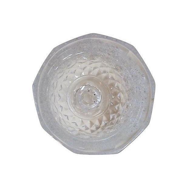 French crystal wine glasses set in heavy 24% lead crystal, with a diamond point design. All of the crystal glasses are in...