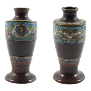 Early 19th Century Antique Chinese Bronze Cloisonne - A Pair
