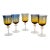 1970s Denby Aurora Amber and Blue Water/Wine Goblets, Set of 5 For Sale
