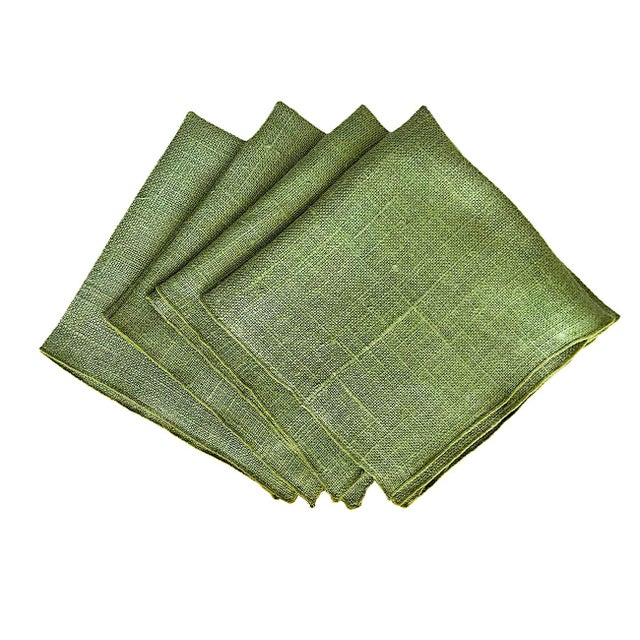 Vintage Woven Linen Tablecloth and Napkins - Set of 5 For Sale - Image 9 of 10