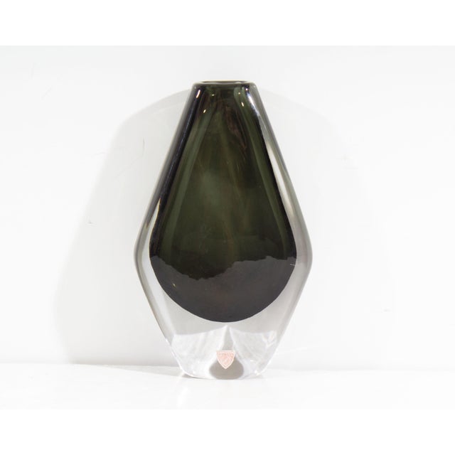 Orrefors Orrefors Sweden Sommerso Glass Vase by Nils Landberg For Sale - Image 4 of 7