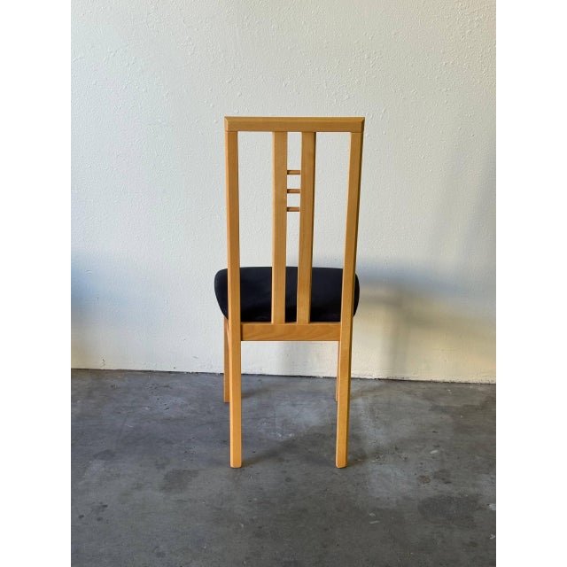 Wood Mid 20th Century Italian Dining Chairs by Ims SRL - Maple Wood & Black Upholstery - Set of 6 For Sale - Image 7 of 10