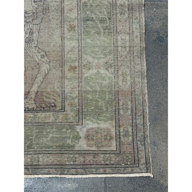 19th Century Turkish Silk Figural Rug Circa 1850 - 6'8'' X 4'9'' For Sale In Los Angeles - Image 6 of 7