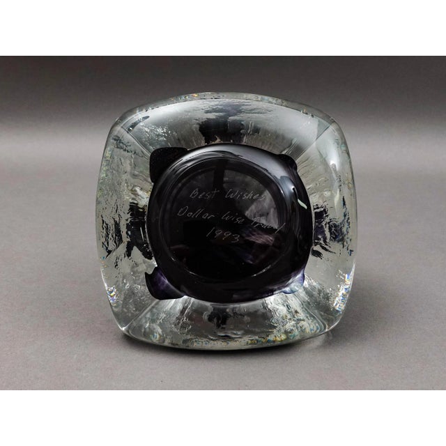 Glass Andrew Shea 1993 Signed Amethyst Large Art Glass Pyramid Sculpture 7" For Sale - Image 7 of 10