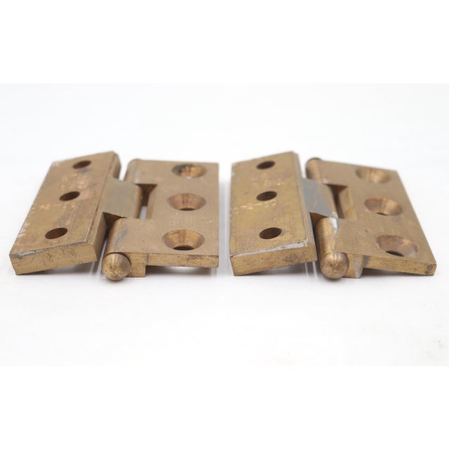Traditional Pair of Vintage 3.5 X 4 In. Offset Bifold Brass Door Hinges For Sale - Image 3 of 4