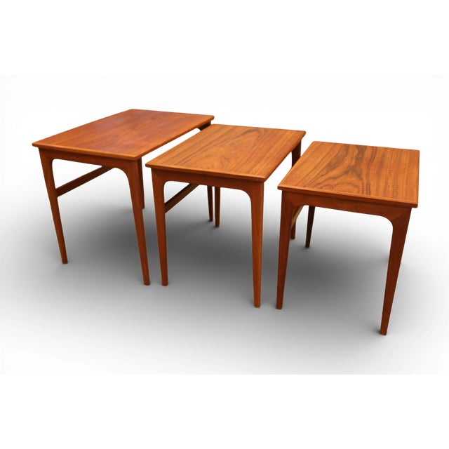 Vintage Danish Nesting Tables in Teak, 1960s, Set of 3 For Sale - Image 12 of 15