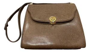 An Elegant 1970s Brown Leather and Brass Hardware Shoulder Bag by Gucci