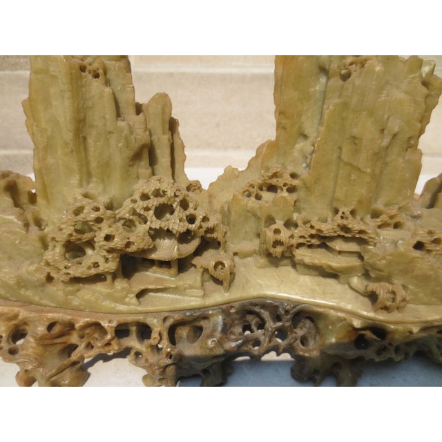 Chinese Soapstone Carved Tianzi Mountains Scene a --Group of 2 For Sale - Image 10 of 13