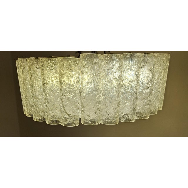 Flat Vintage German Ceiling Lamp with Metal Housing and Ice Glass Shades from Doria, 1970s For Sale - Image 9 of 13